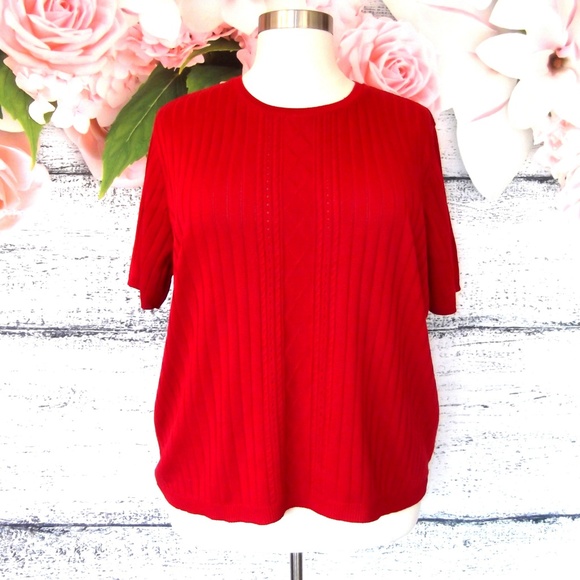 Alfred Dunner Red Short Sleeve Sweater Size 3X - Picture 7 of 8
